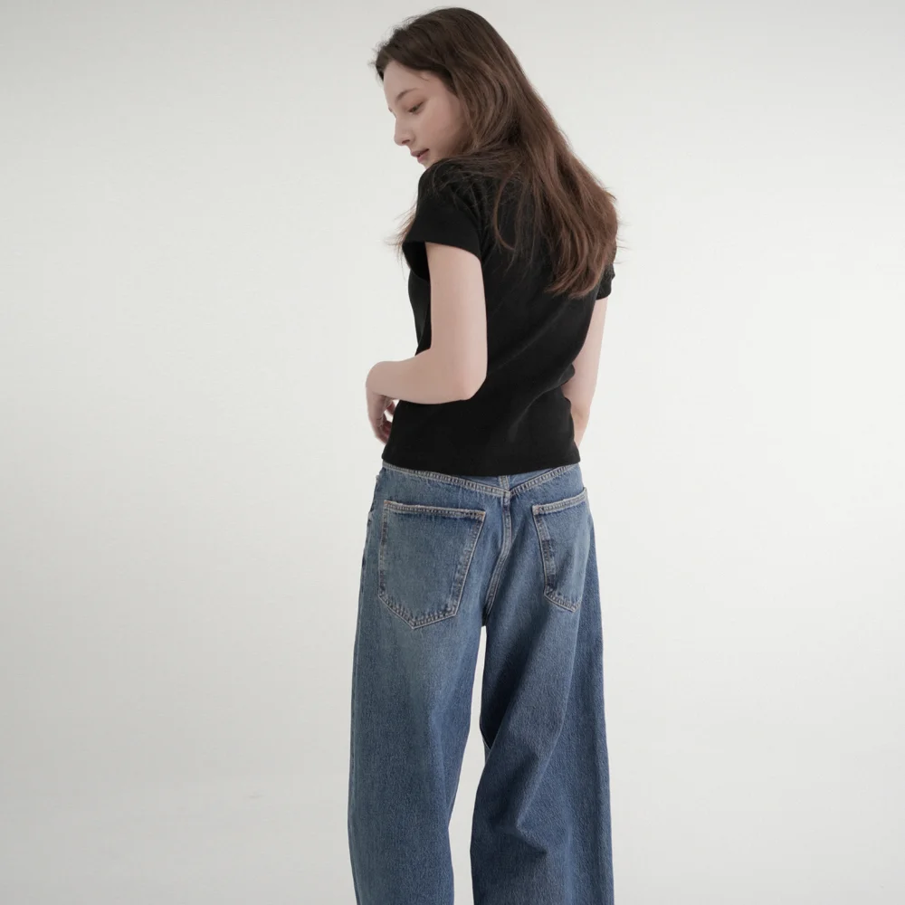 Cotton Basic Half Tee (black)