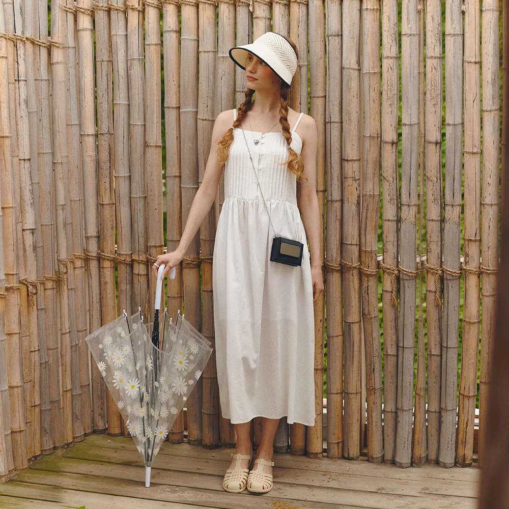 PINTUCK SLEEVELESS DRESS (off white)