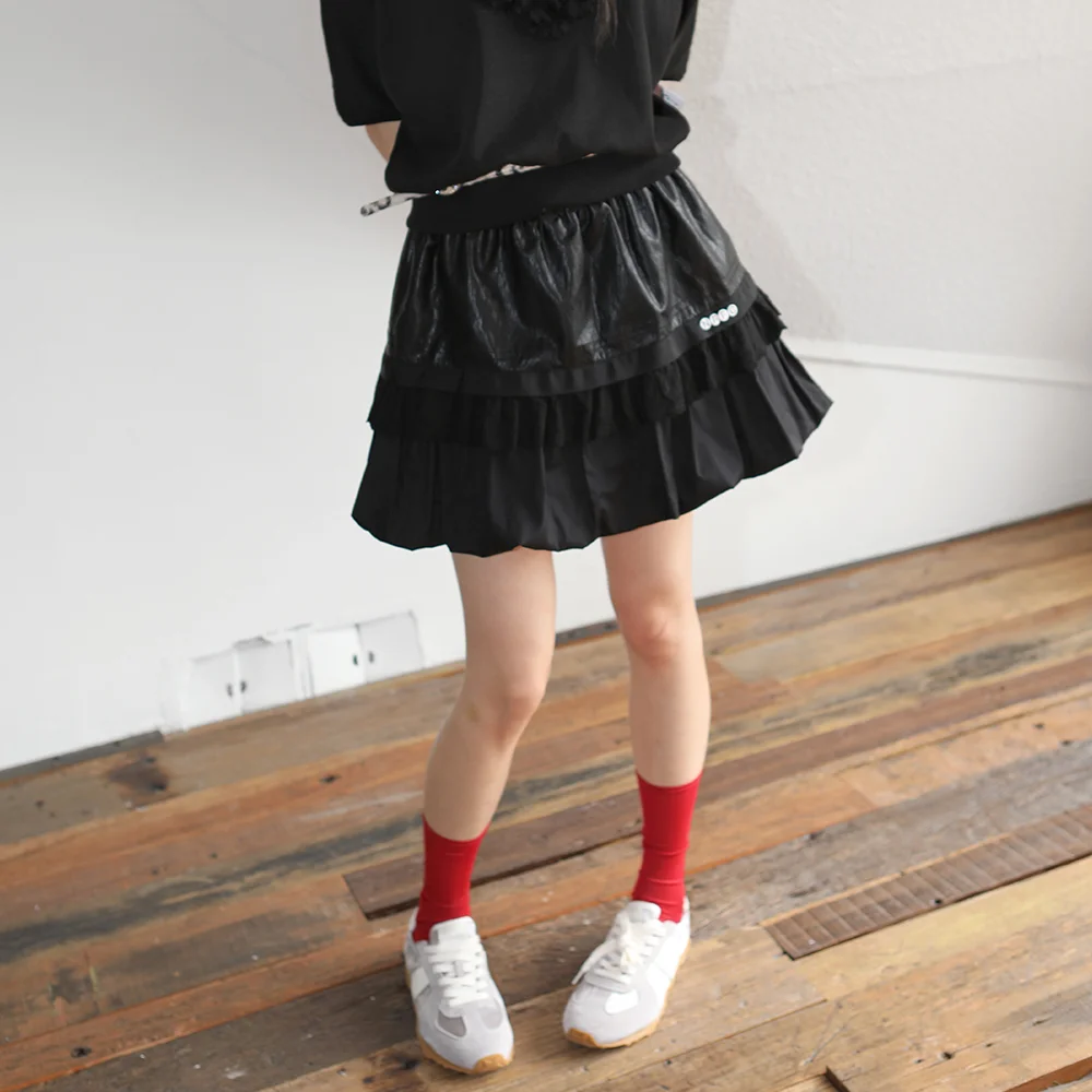LACE PUMPKIN BANDING SKIRT BLACK
