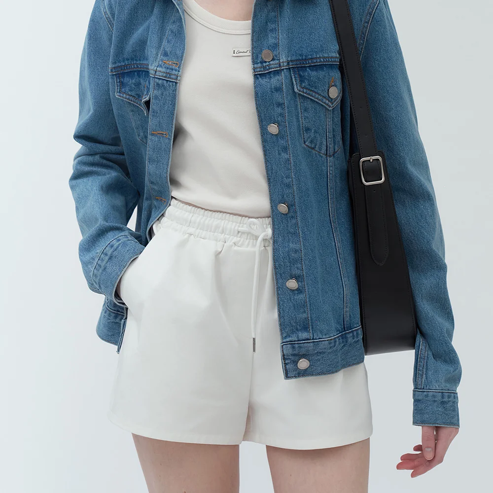 Tenny Banding Cotton Shorts (White)