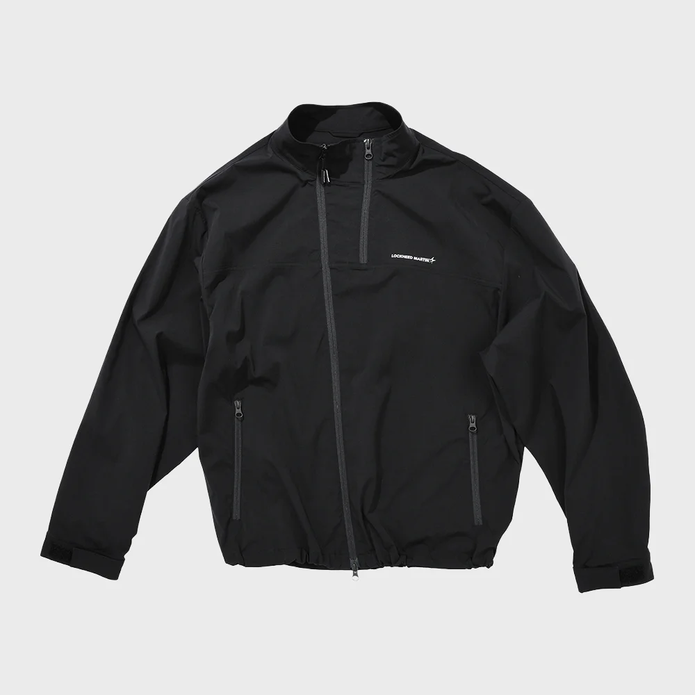 DIAGONAL ZIP WINDBREAKER (BLACK)