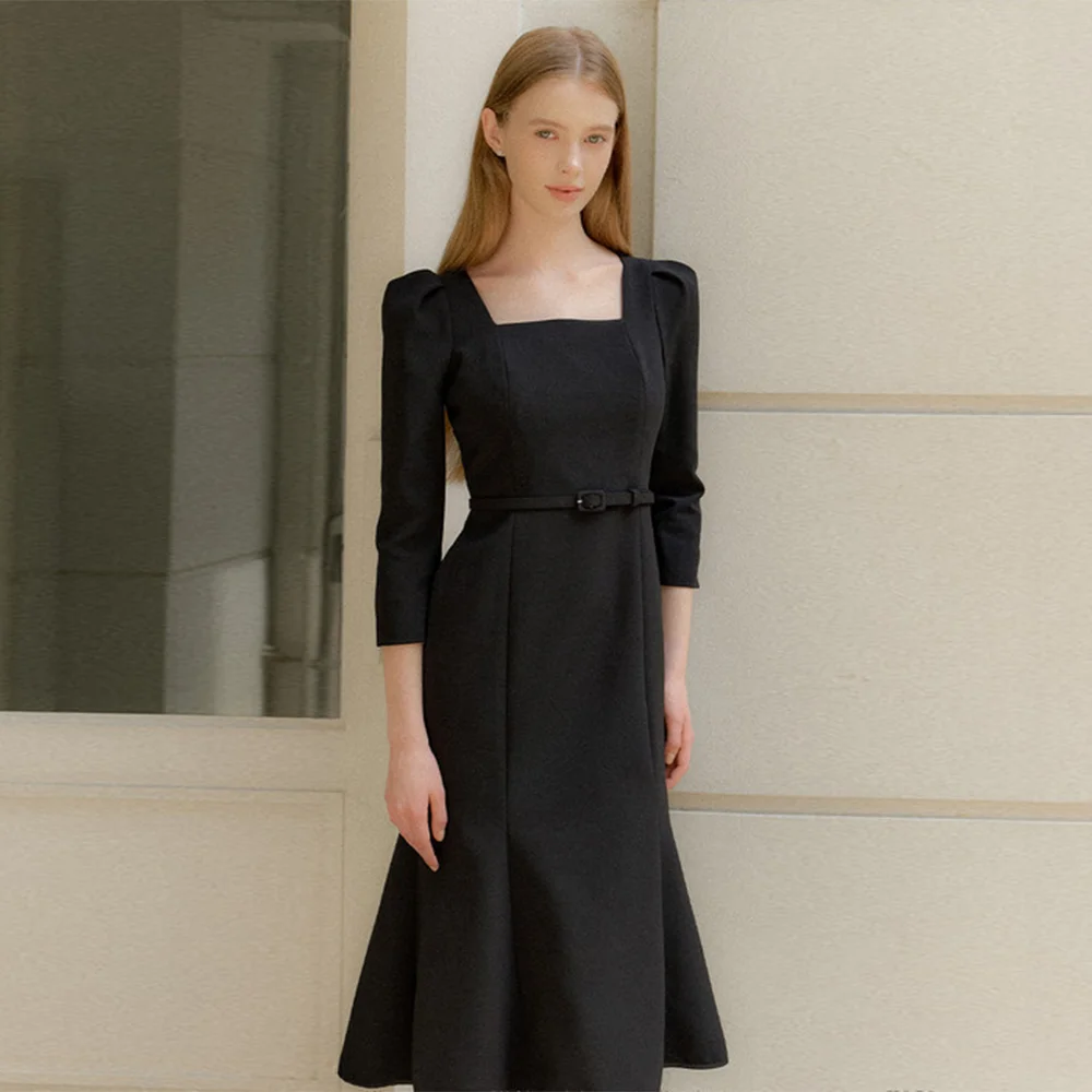 Square-neck Mermaid Dress / Black(2color)