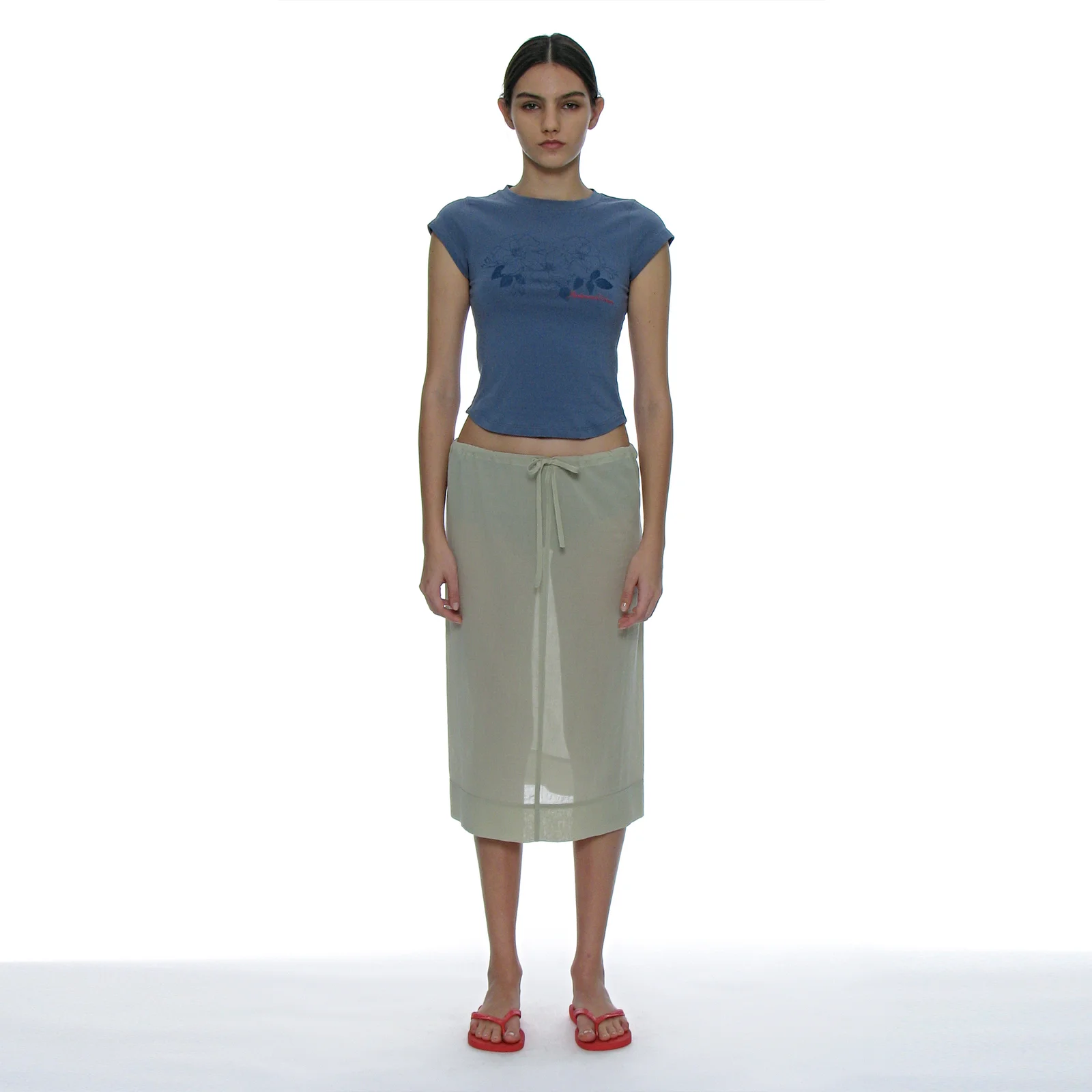 SHEER MIDI SKIRT_LIGHT GREEN