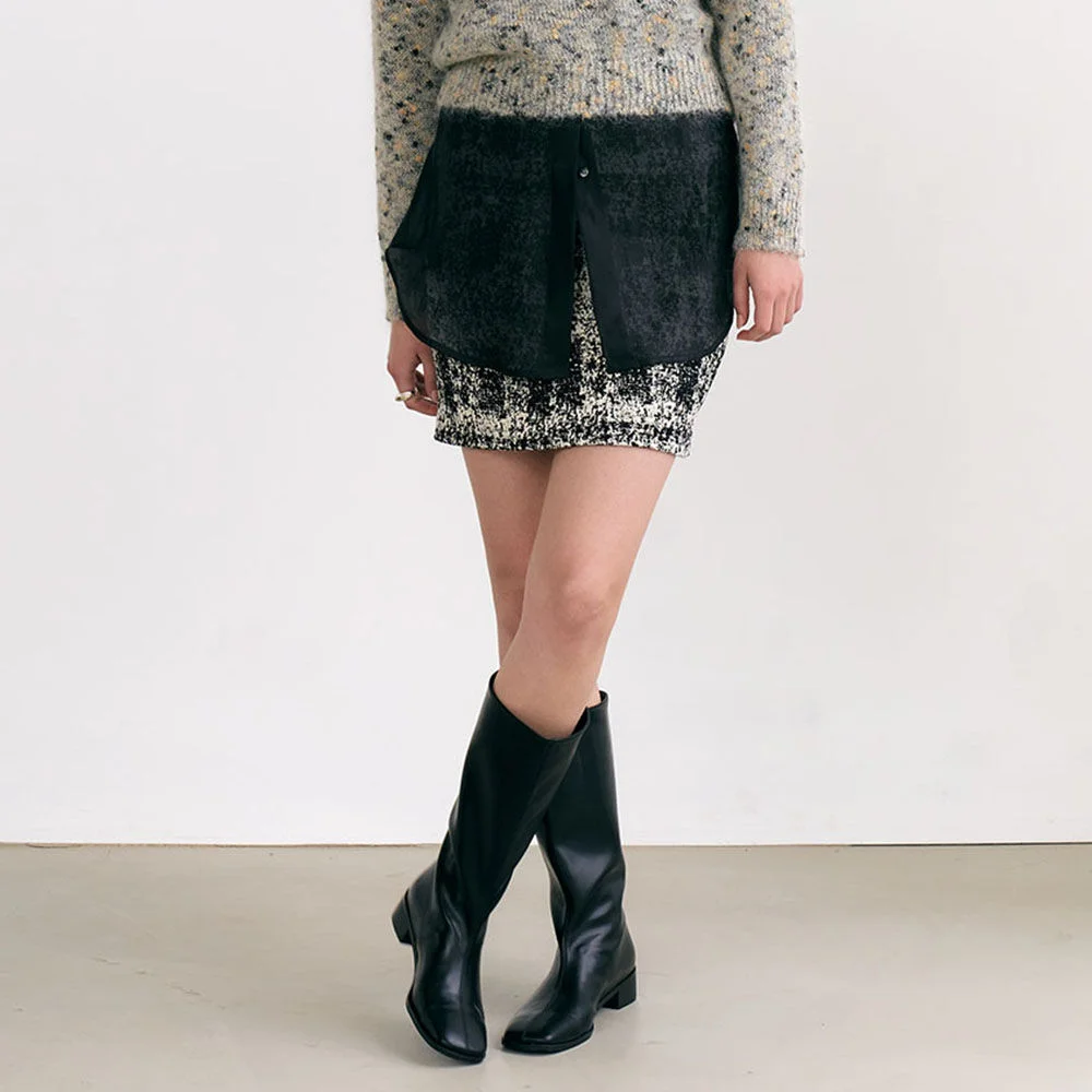 6W Braided boucle-tweed mini skirt (Black)