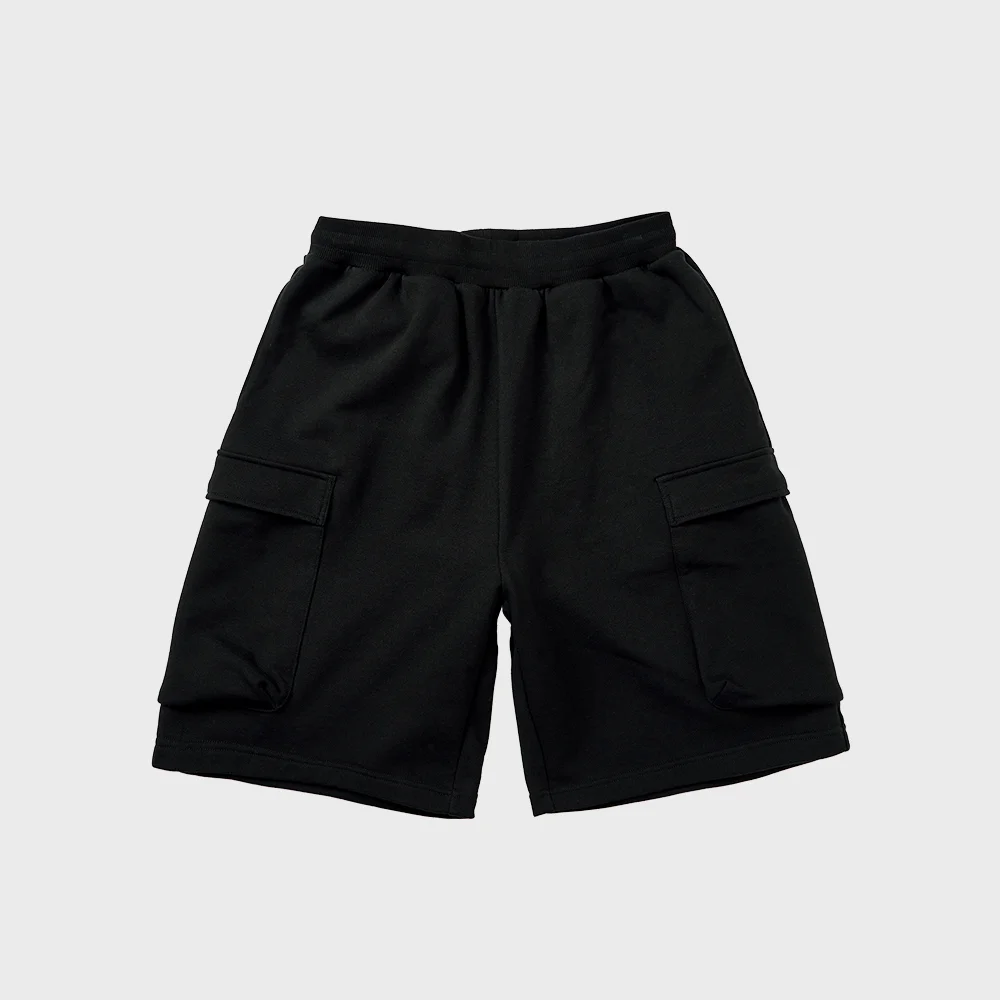 WIDE SWEAT SHORTS BLACK