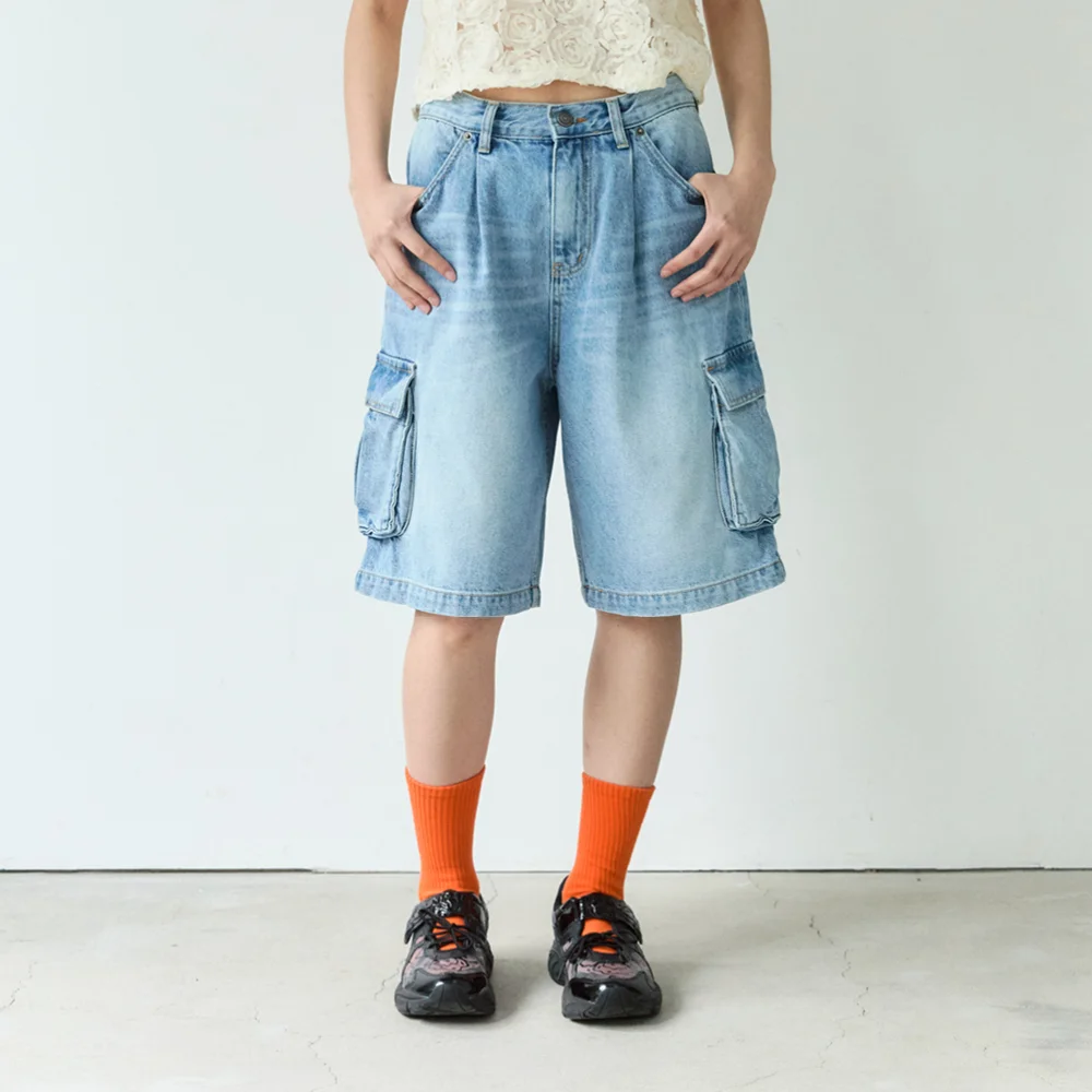 Cargo Denim Shorts (Blue)