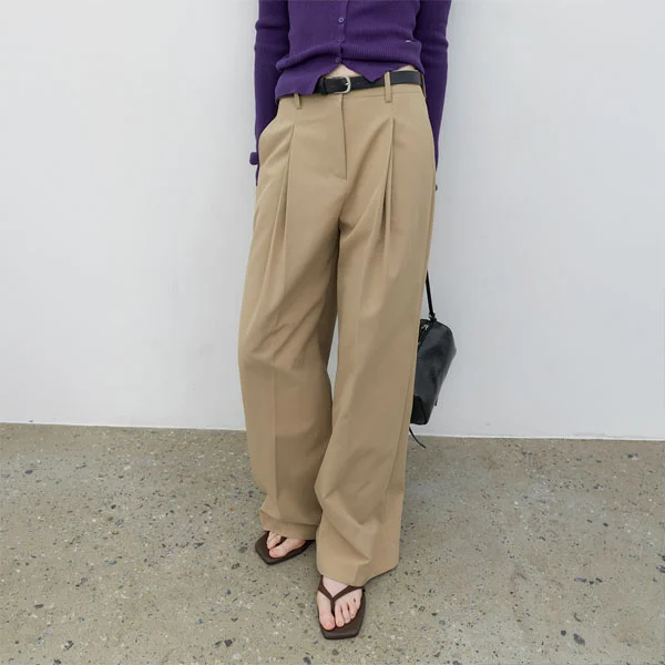 (PT-5812)DOUBLE TUCK WIDE PANTS S