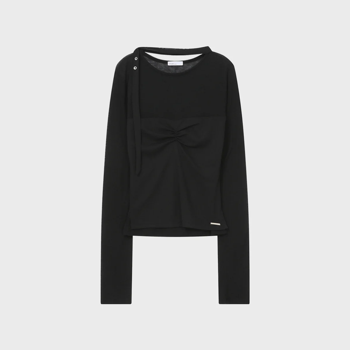 Sheer layered scarf long sleeves BLACK