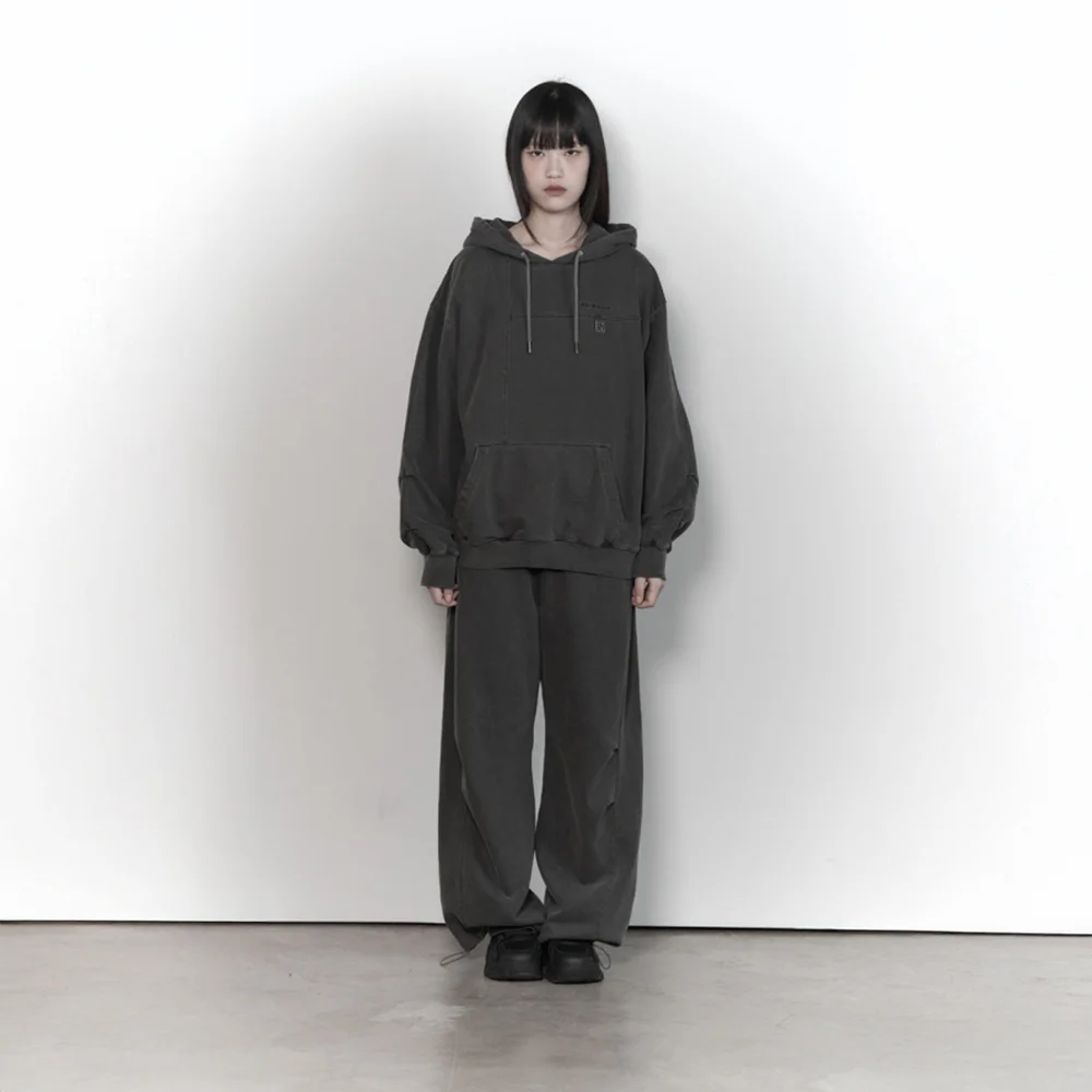Soft Heavy Washing Over-fit Hoodie (Charcoal)