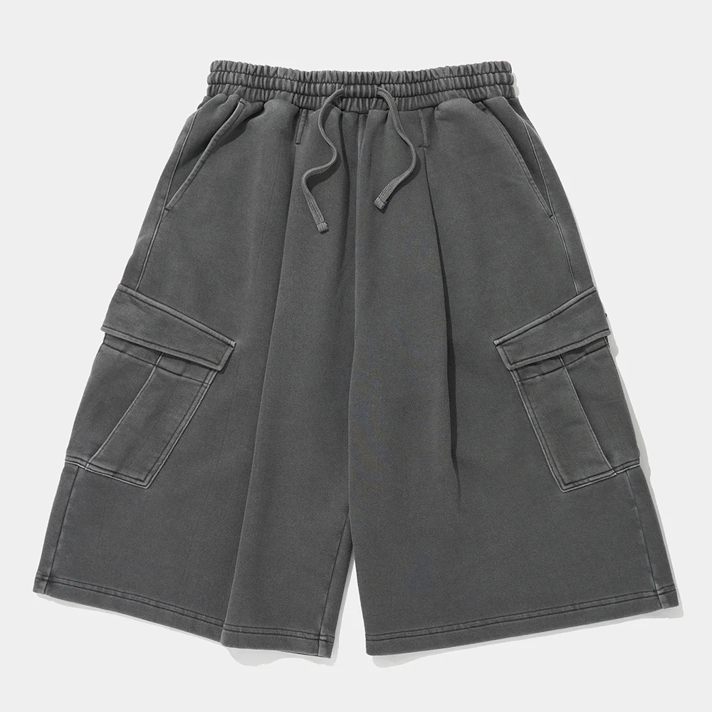 BIG POCKET DYED TERRY SHORTS PANTS_CHARCOAL