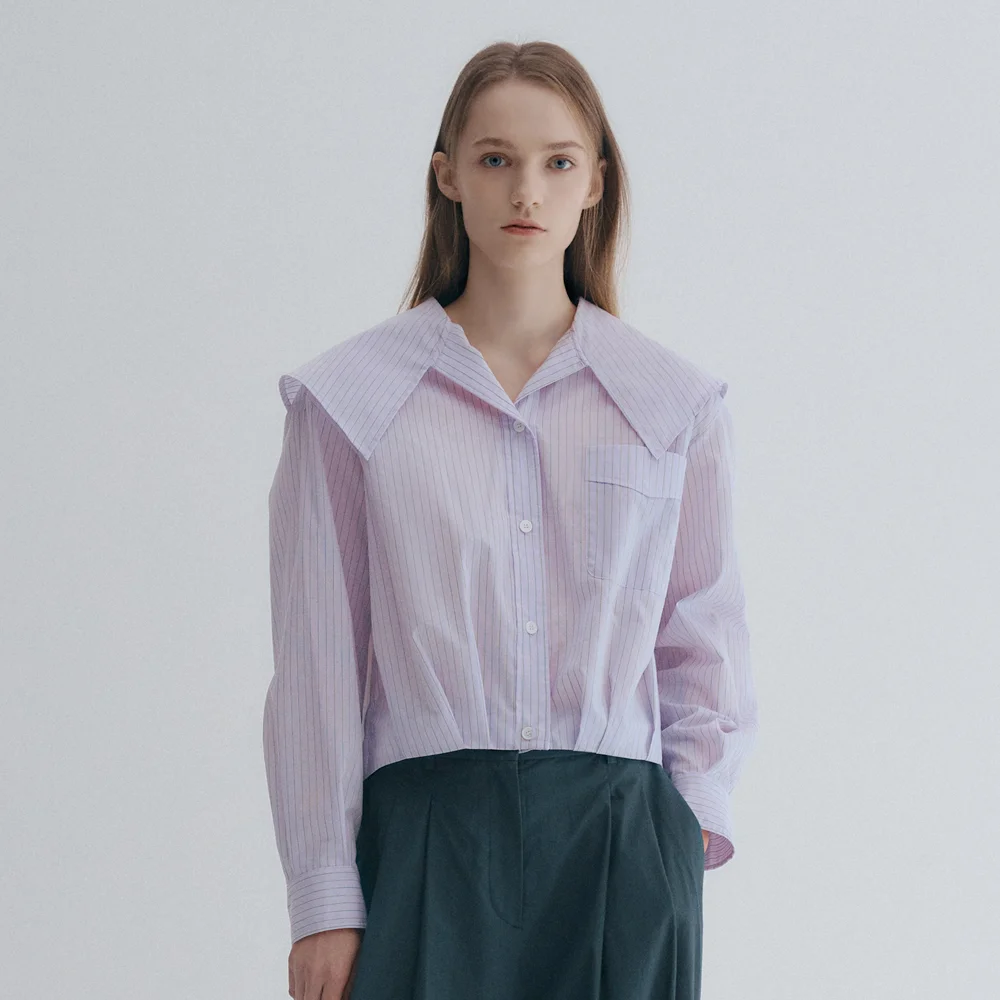 寬版 衣領 短身外套 襯衫 LILAC