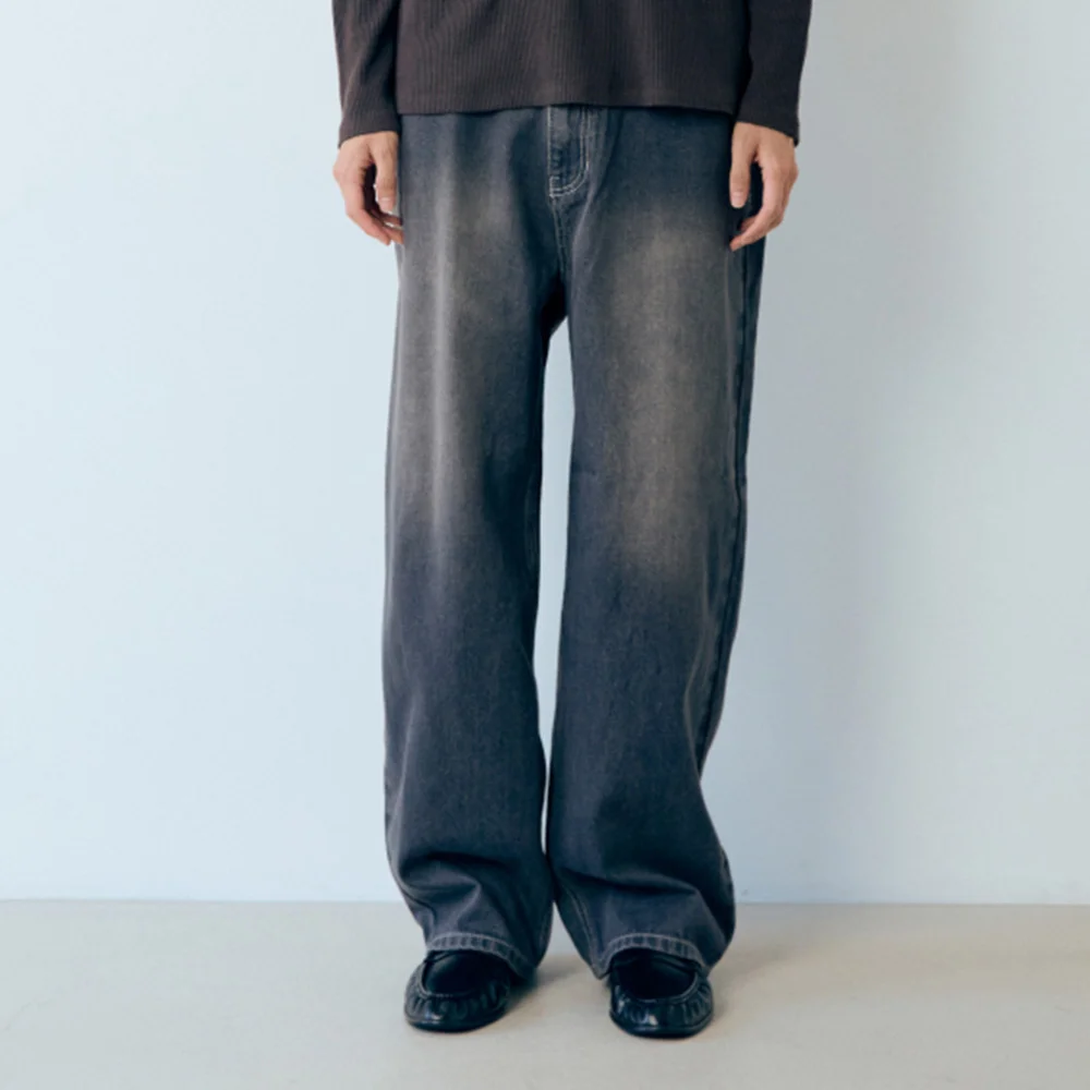 直筒 斜紋 褲子 Dark Gray