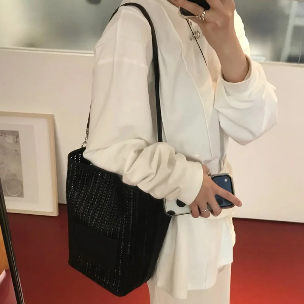 黑色 Panier 網布 單肩袋 L AABA6E841BK