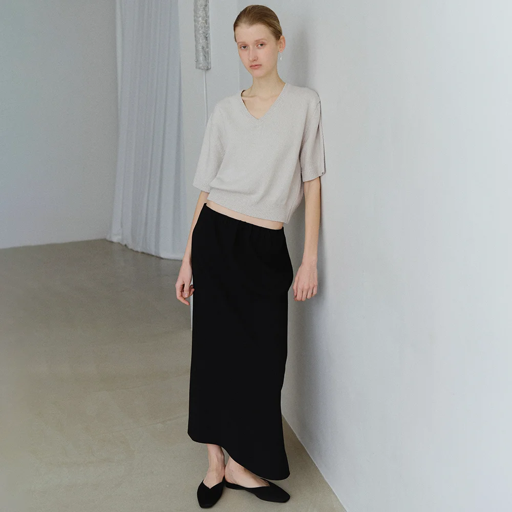 BIAS BAND LONG SKIRT_BLACK