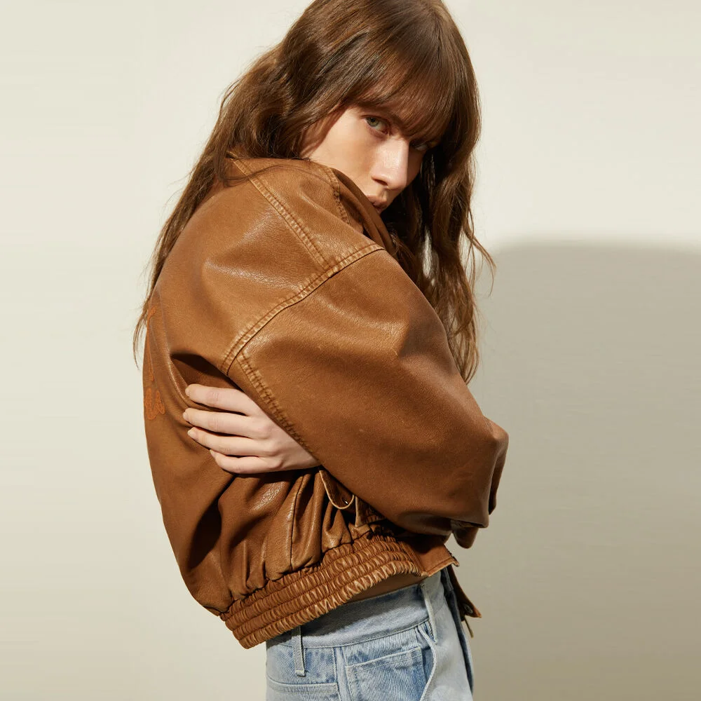 465 VINTAGE COATED LETTERING JUMPER_CAMEL