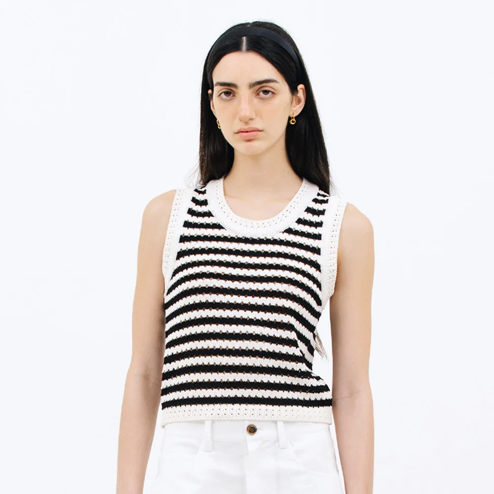 punching stripe knit_white