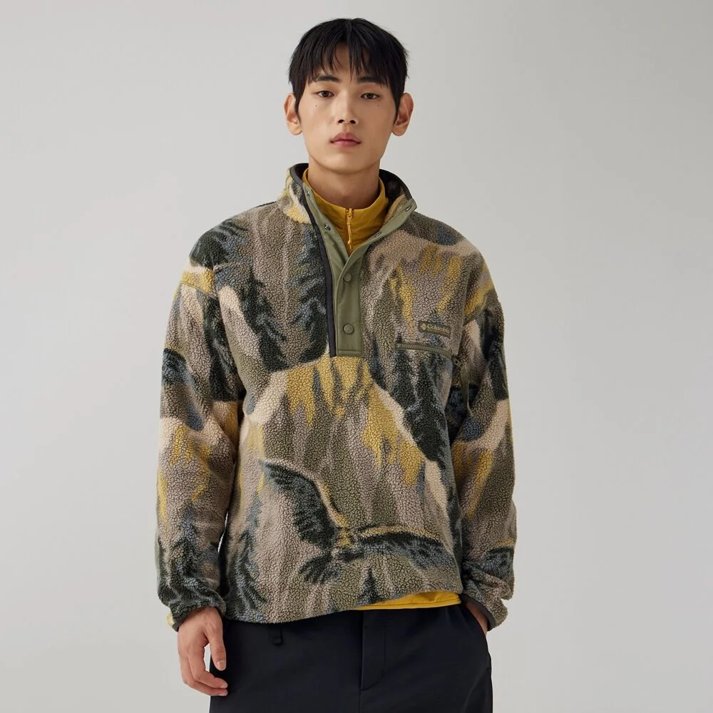 Columbia 通用 Helvetia II 印花 Half Snap 搖粒絨 套頭 卡其色 (C74AE4498397)