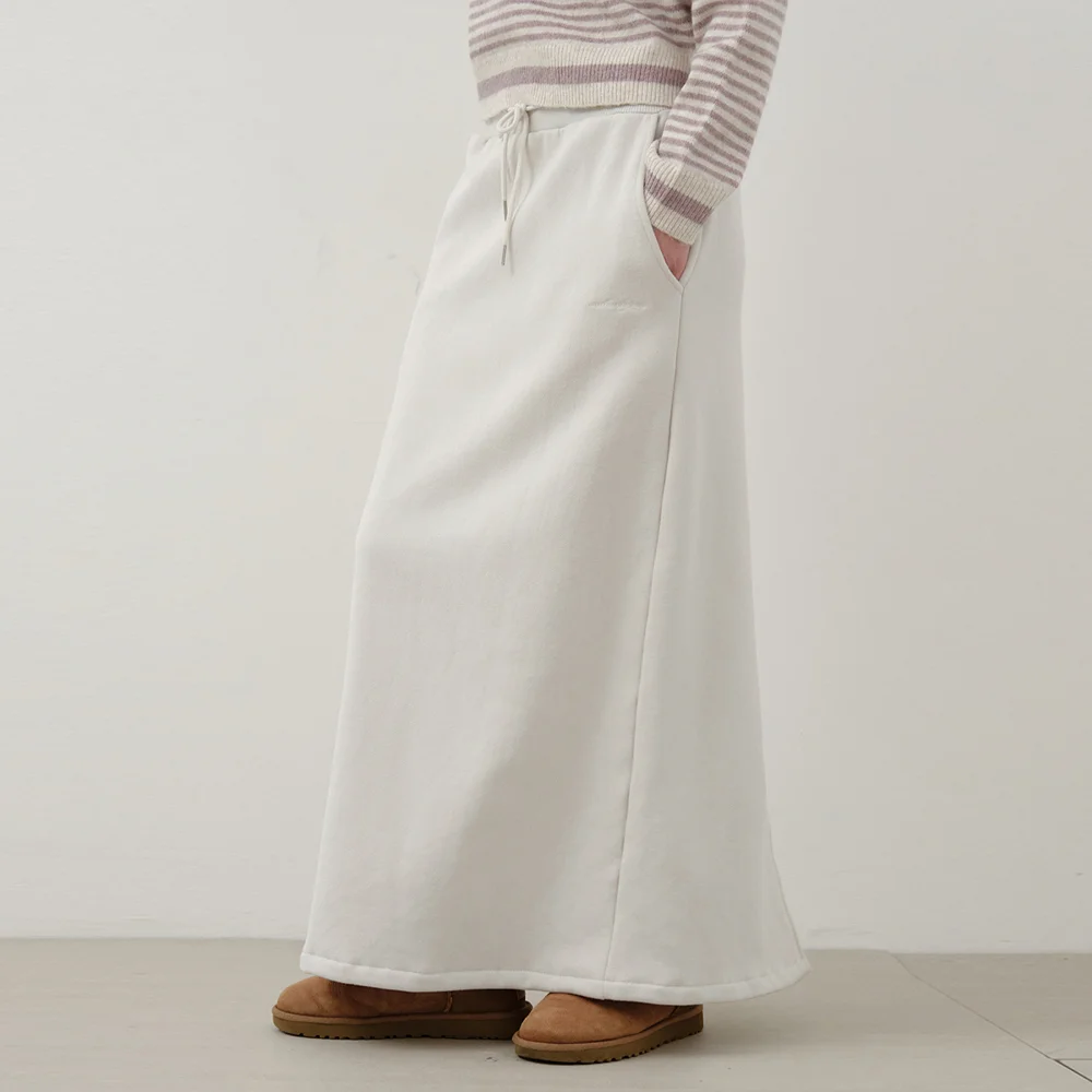 Warm Up Basic Brushed Long Skirt_LIGHT BEIGE(W25-SK04)
