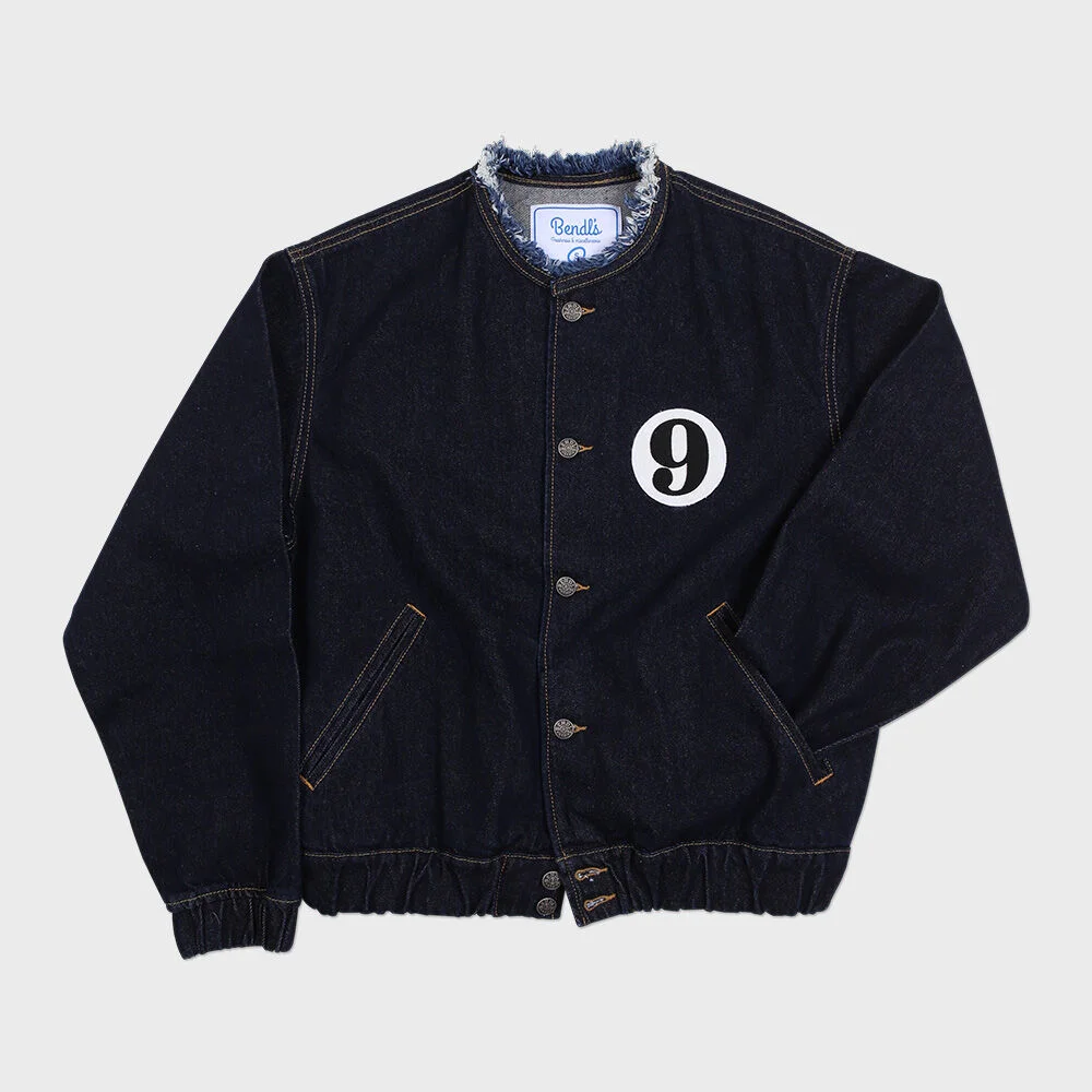 DENIM VARSITY JACKET - D/NAVY