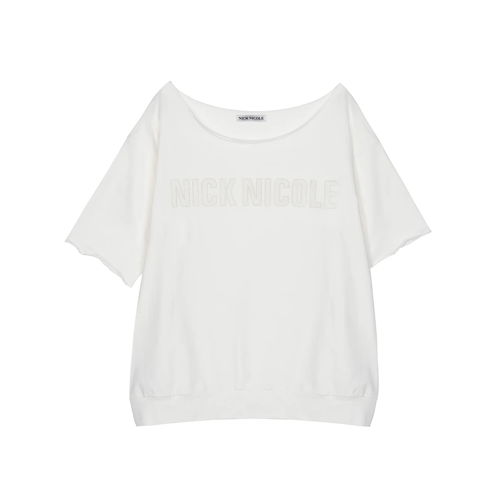 RAW CUT HALF SLEEVE TOP_WHITE
