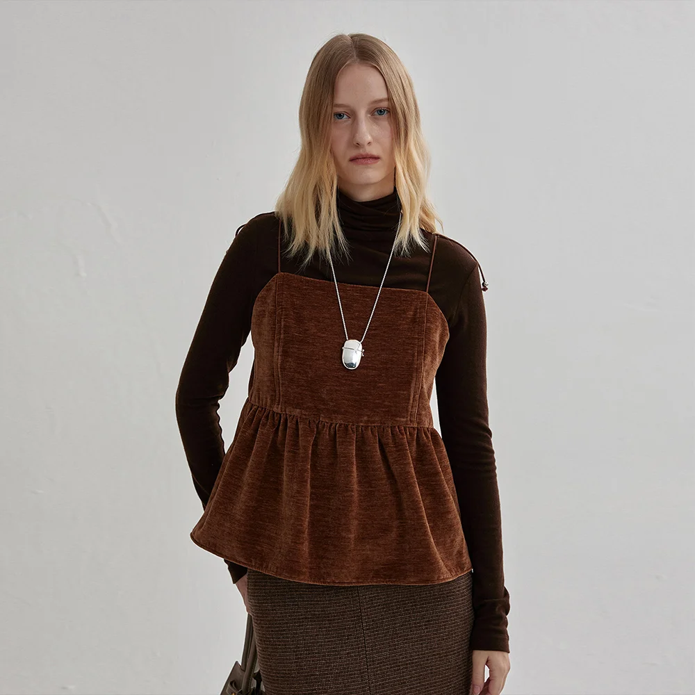 VELVET FLARE BUSTIER (camel brown)