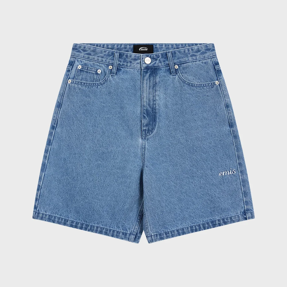 PAISLEY DENIM SHORTS-BLUE