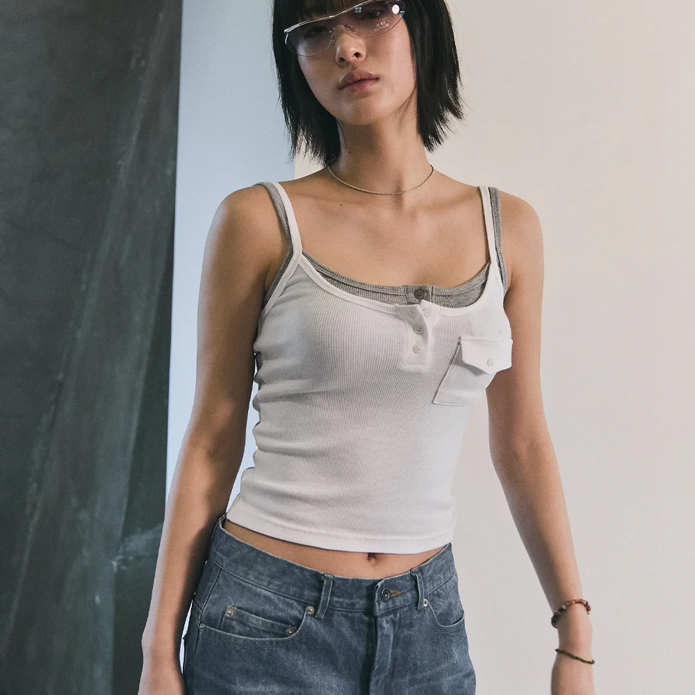 Bluesf slim pocket crop top
