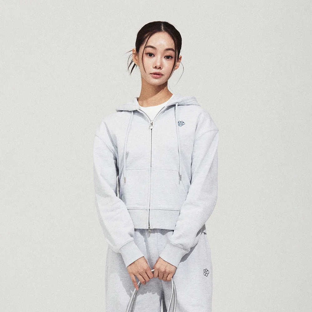 女裝 Lily Wappen 短版 連帽拉鍊外套 淺 灰色