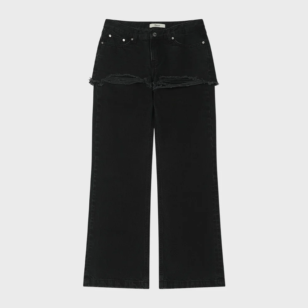 LAYERED SEMI BOOTSCUT DENIM PANTS IN BLACK