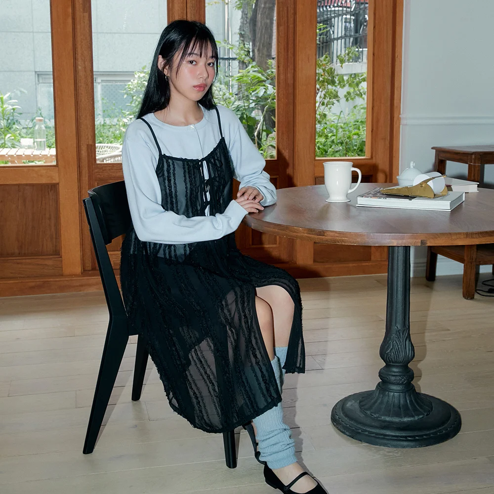 LACE CHIFFON ONE-PIECE (BLACK)