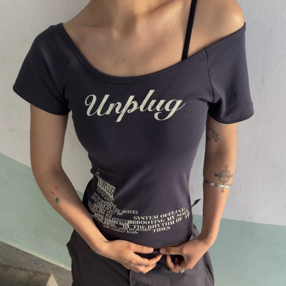 UnPlug Off T-shirt-Charcoal Navy