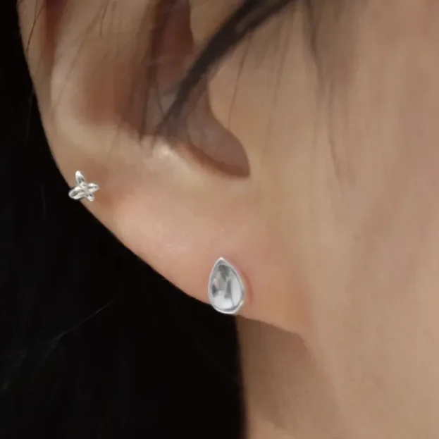MELL 凹形 水珠 銀色 穿環(2option)