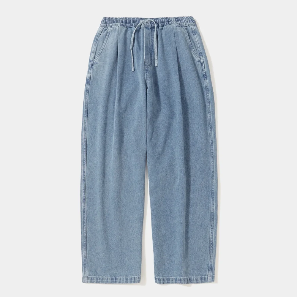 M-LABEL LOOSE-FIT PINTUCK DENIM PANTS_LIGHT JEAN