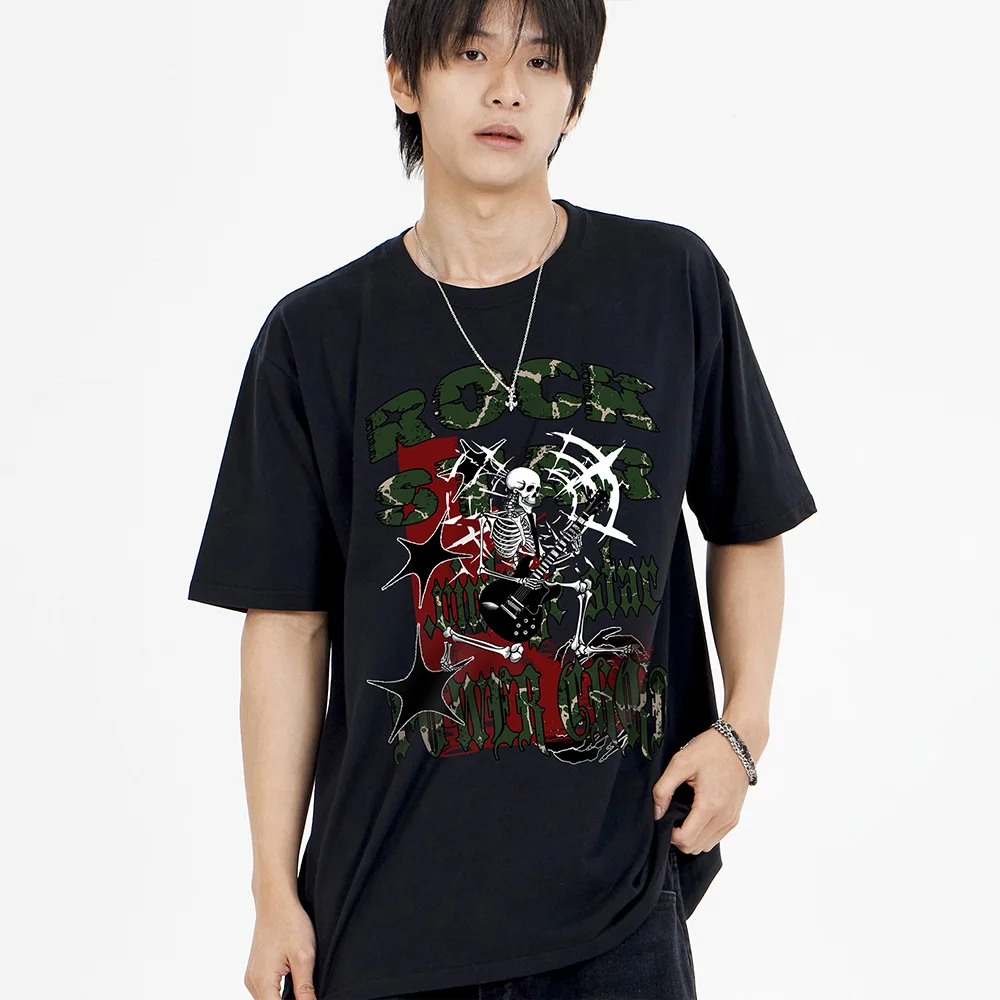 骷髏 Rockstar 短袖T恤 黑色