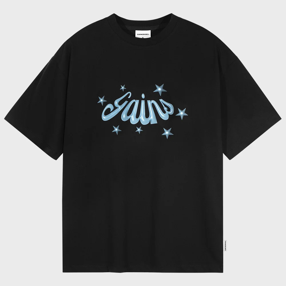 3D Star Logo T恤_黑色/藍色