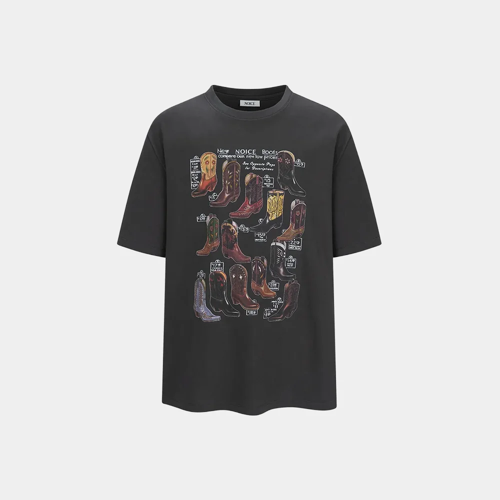 WESTERN BOOTS GRAPHIC T-SHIRT - CHARCOAL