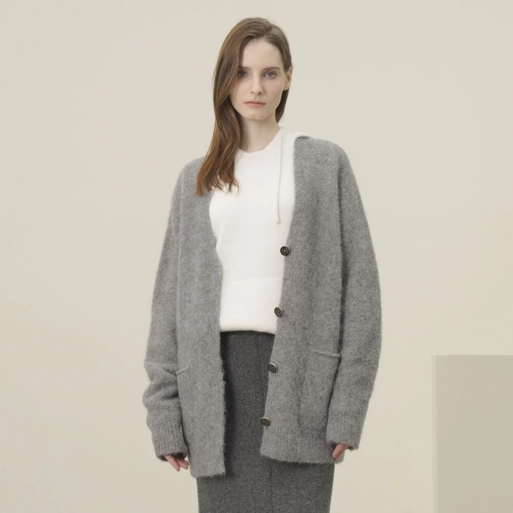 Suri Alpaca Heavy Cardigan _Grey