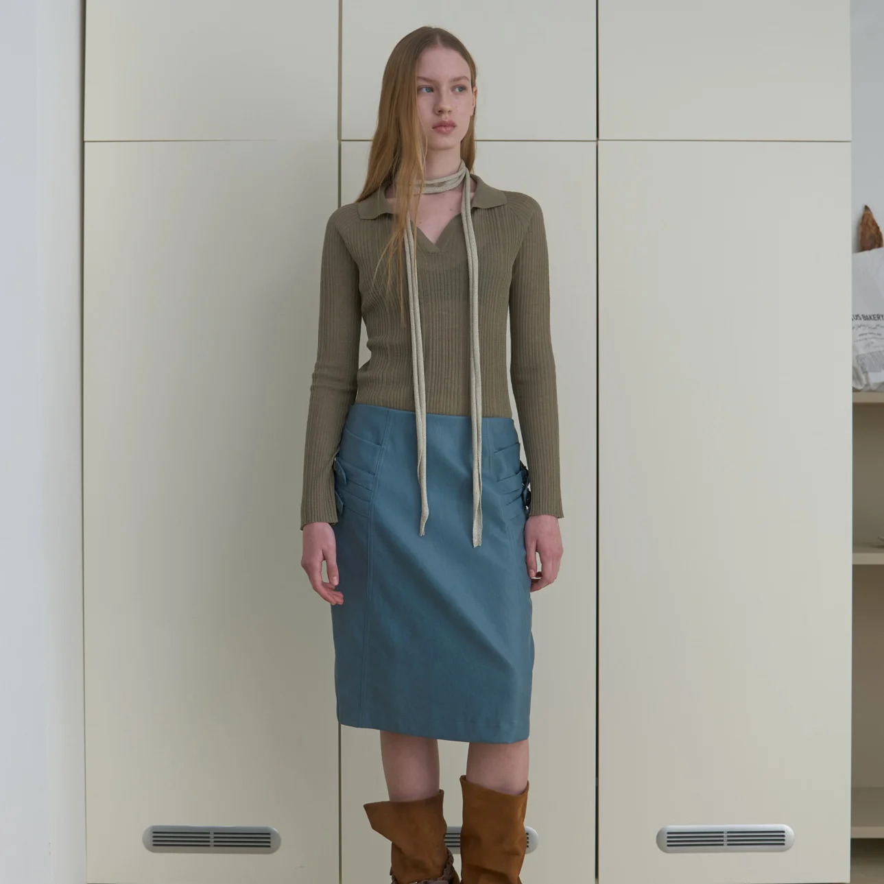 SHEER PIQUE KNIT_KHAKI
