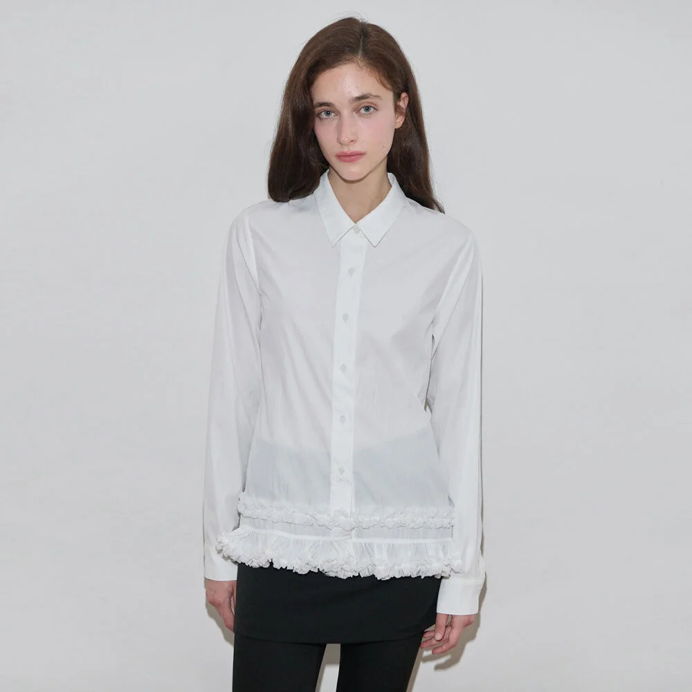 Logo Frill Collar Shirt (White)