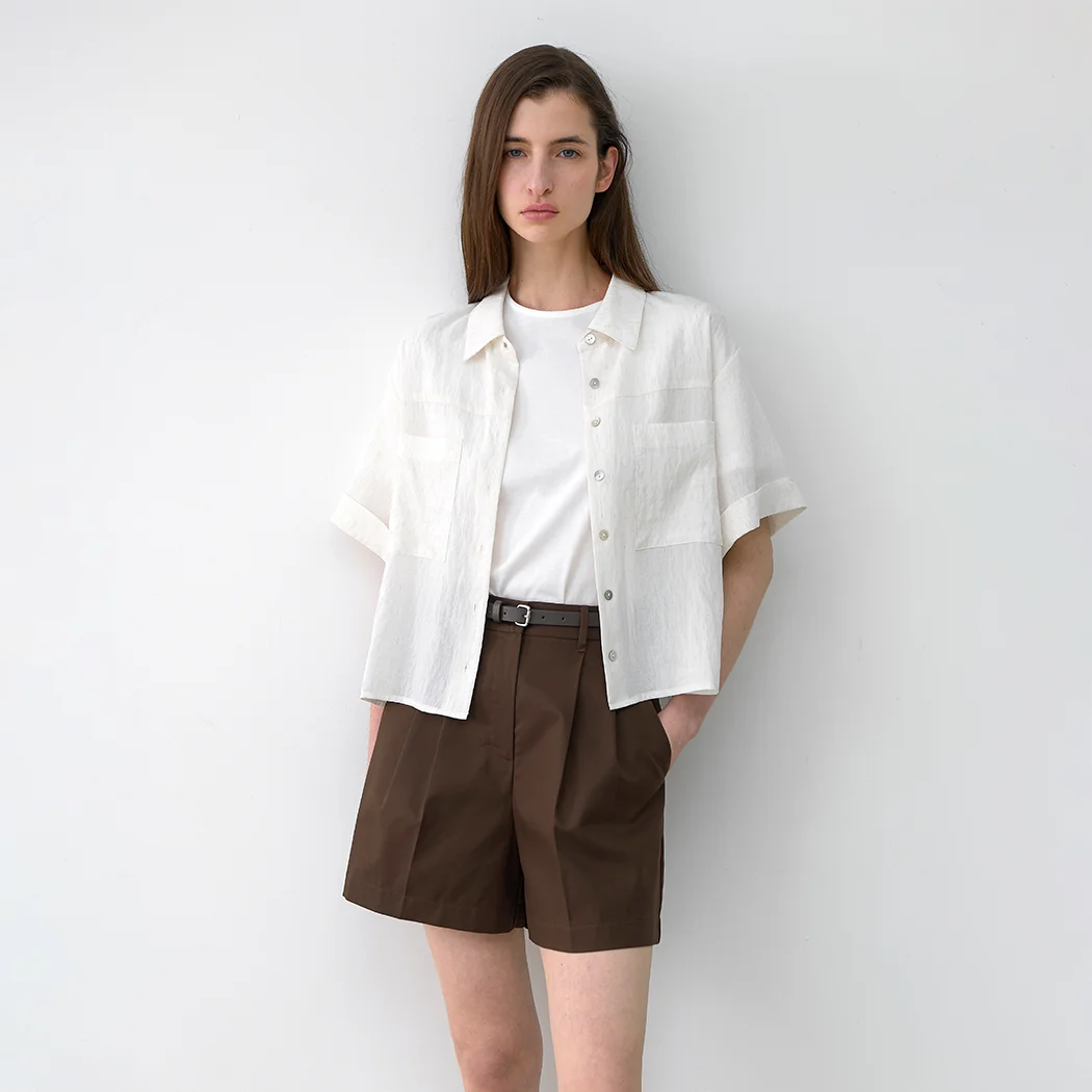 ESSENTIAL LINEN POCKET SHIRT(BL-4343)_3Colors