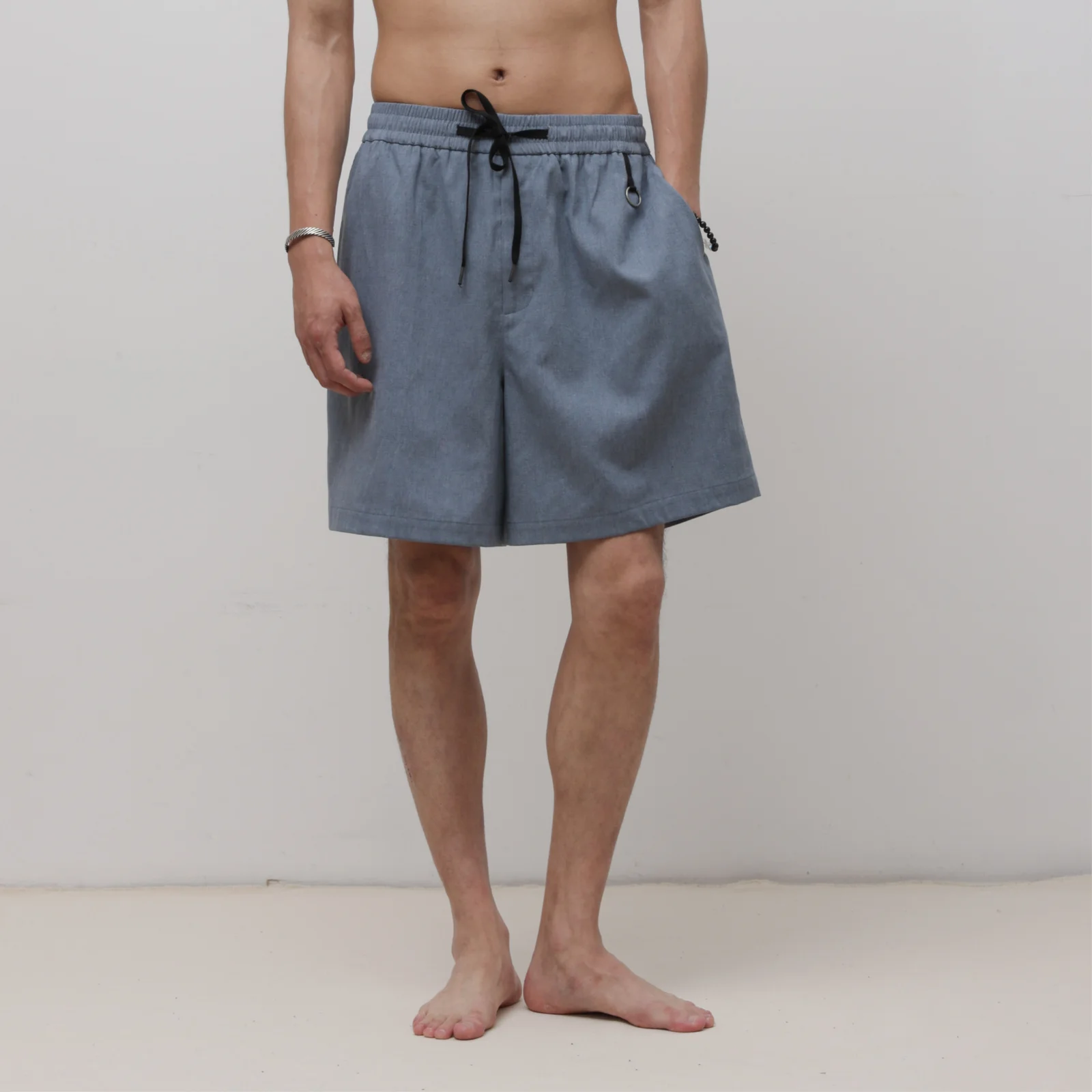 MRP301B 亞麻 鬆緊帶 Meditation 短 褲子 ASH INDIGO