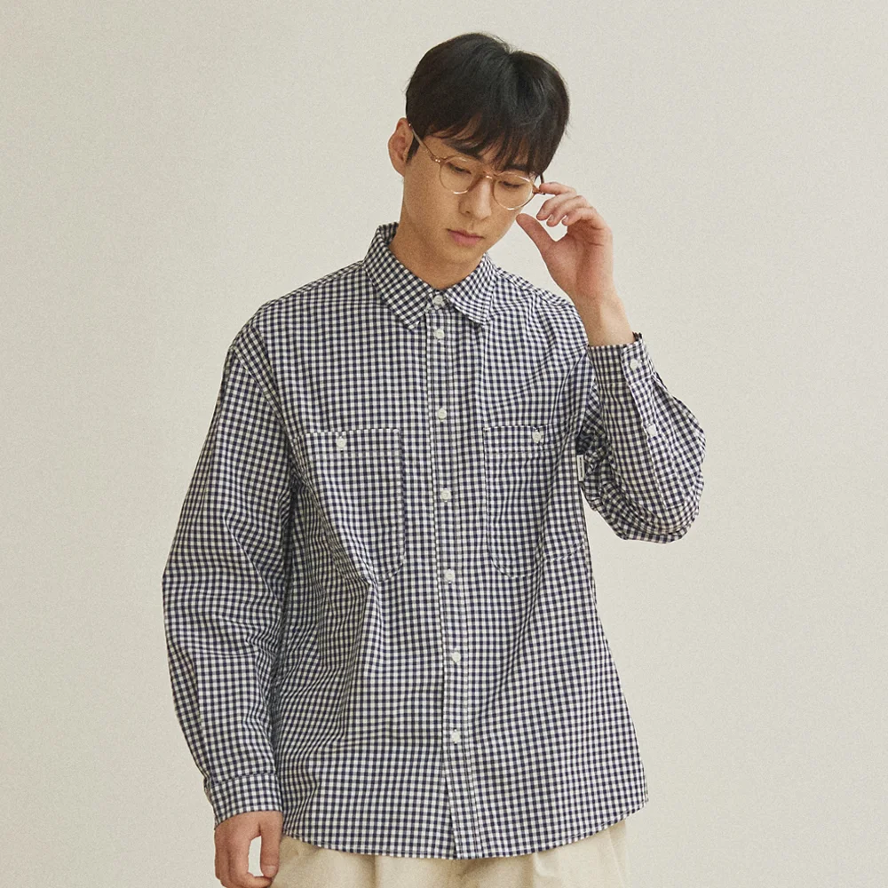 GINGHAM CHECK SHIRT (NAVY)