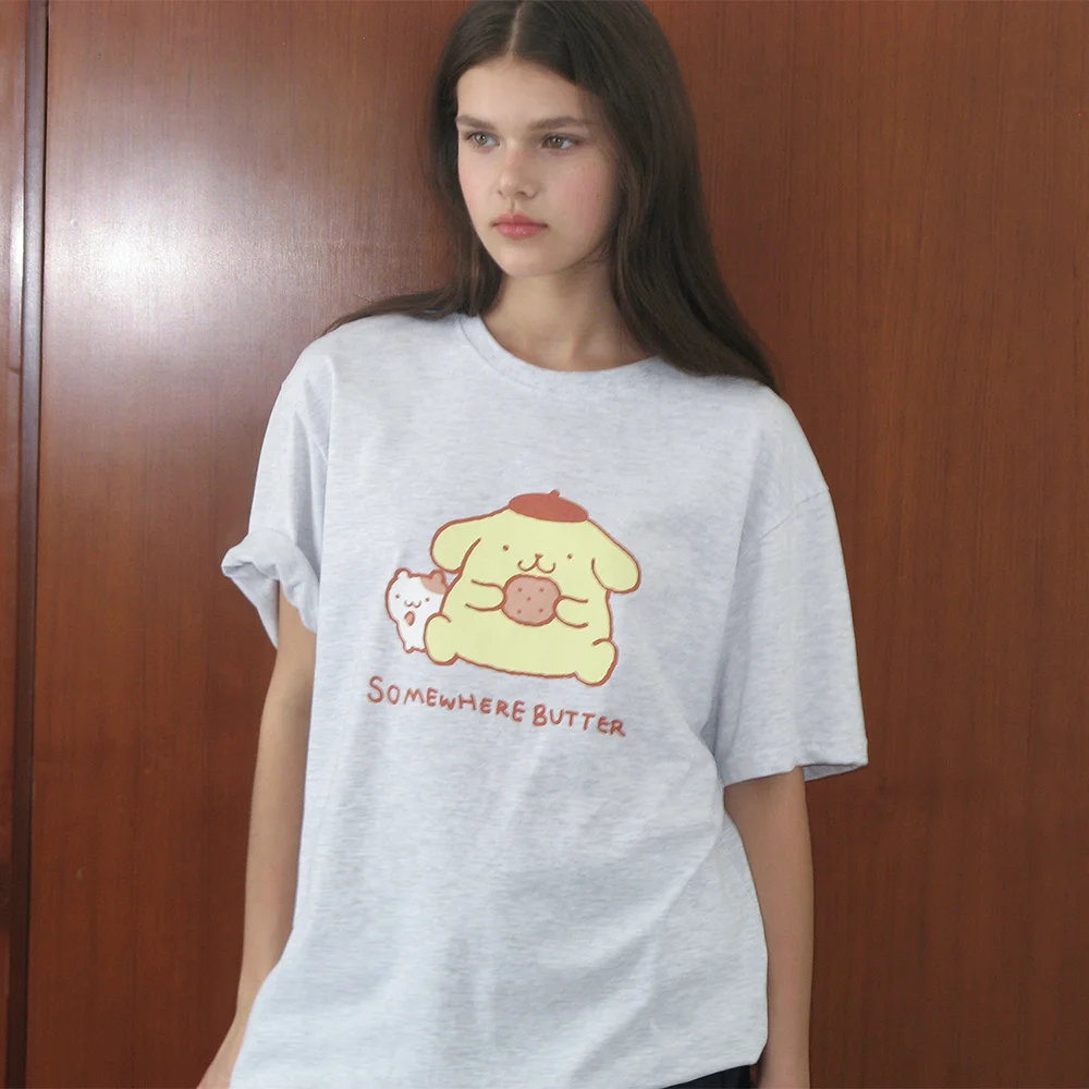 Pompompurin Over-Fit Top - White Melange