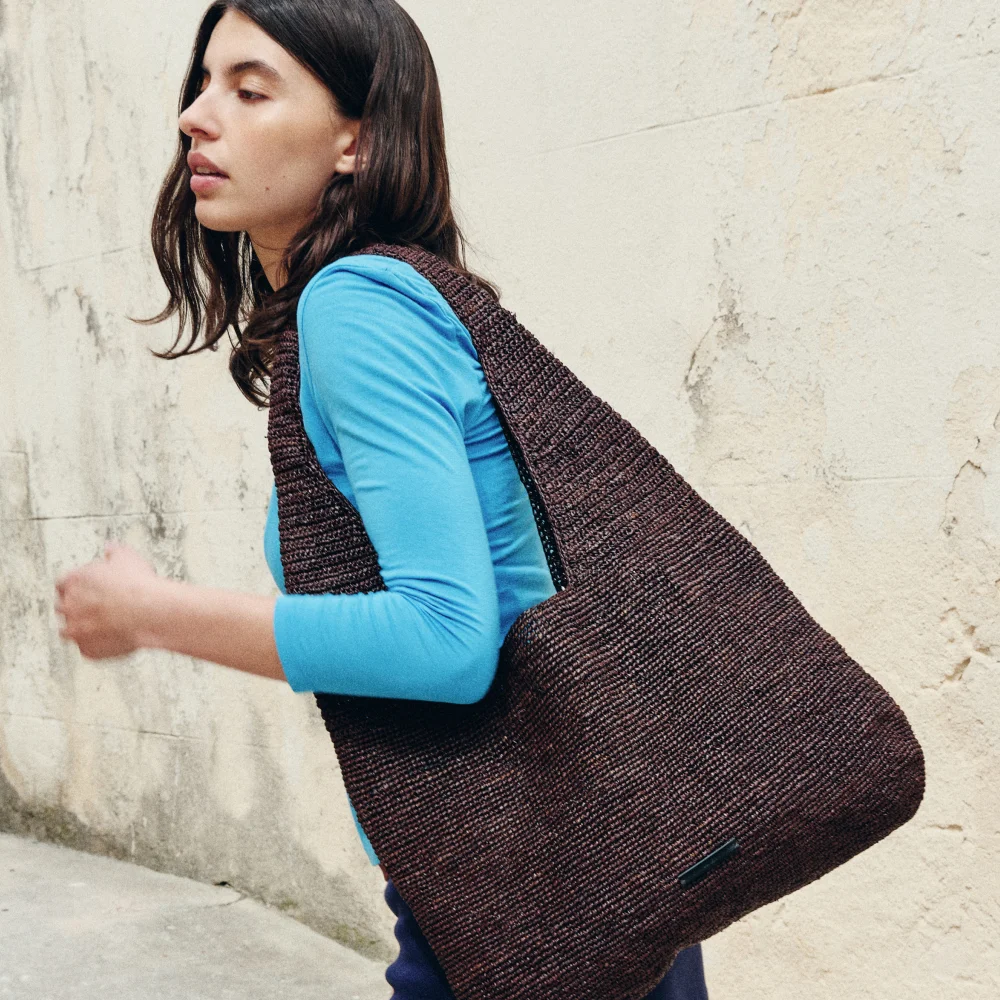 GRAIN RAFFIA BAG (MIX BROWN)
