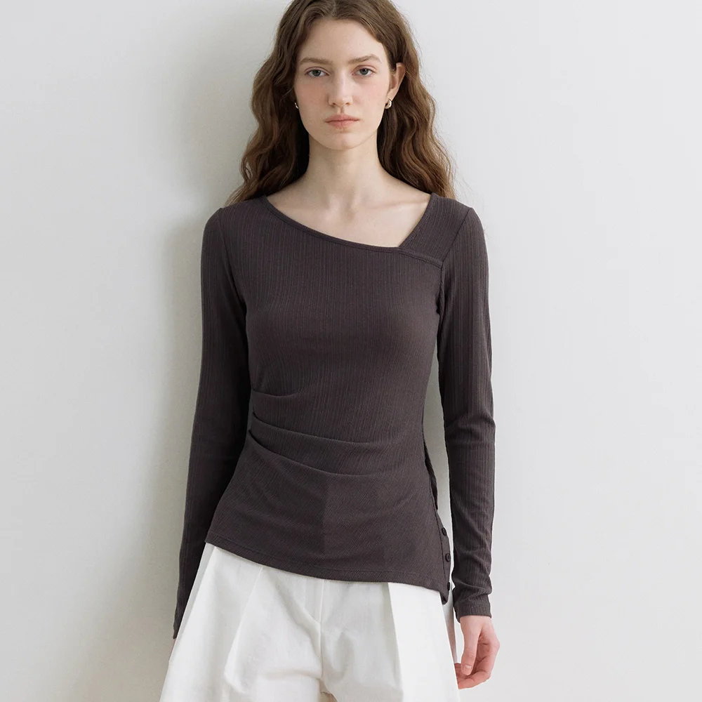 comos 1709 unbalance button point T-shirt (charcoal)