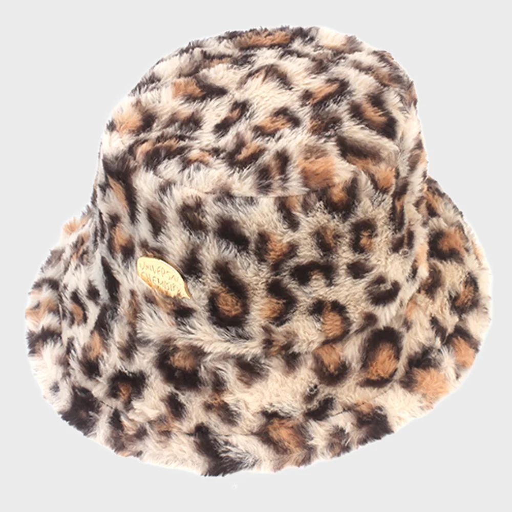 Fur Leopard Ivory Bucket Hat 豹紋漁夫帽