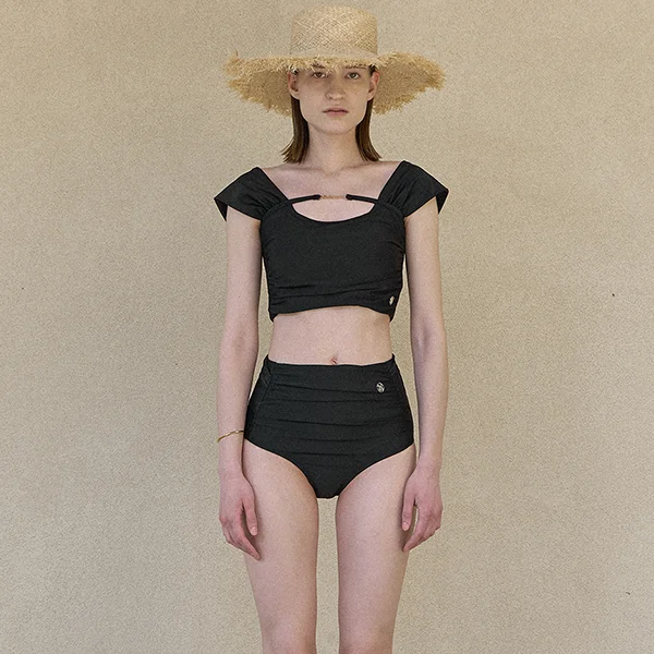 SWAN HIGH WAIST SWIM PANTS BLACK(SW-808)