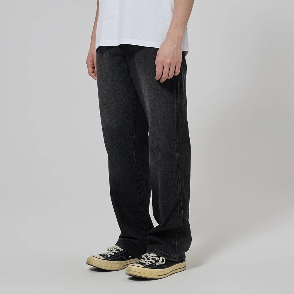 954 寬鬆 牛仔 褲子 Black Wash Faded
