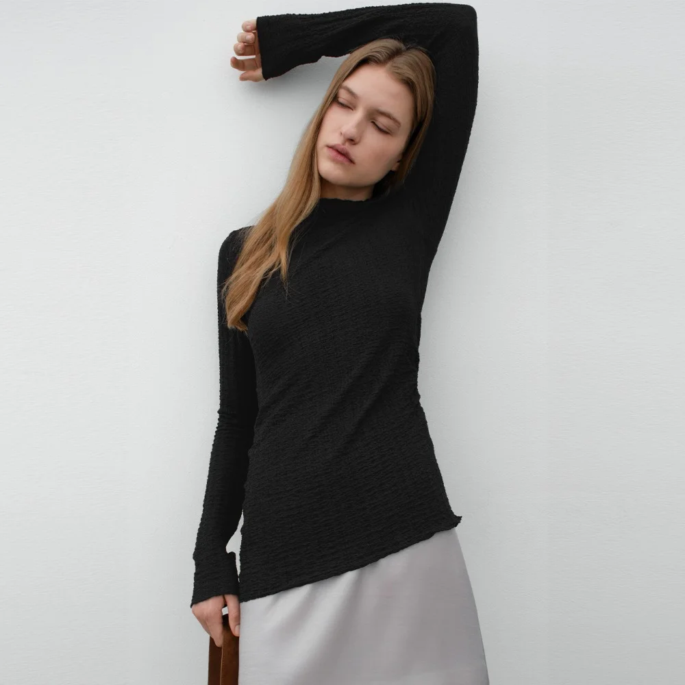 ISLA UNBAL LACE SHIRRING TEE(T-7097)