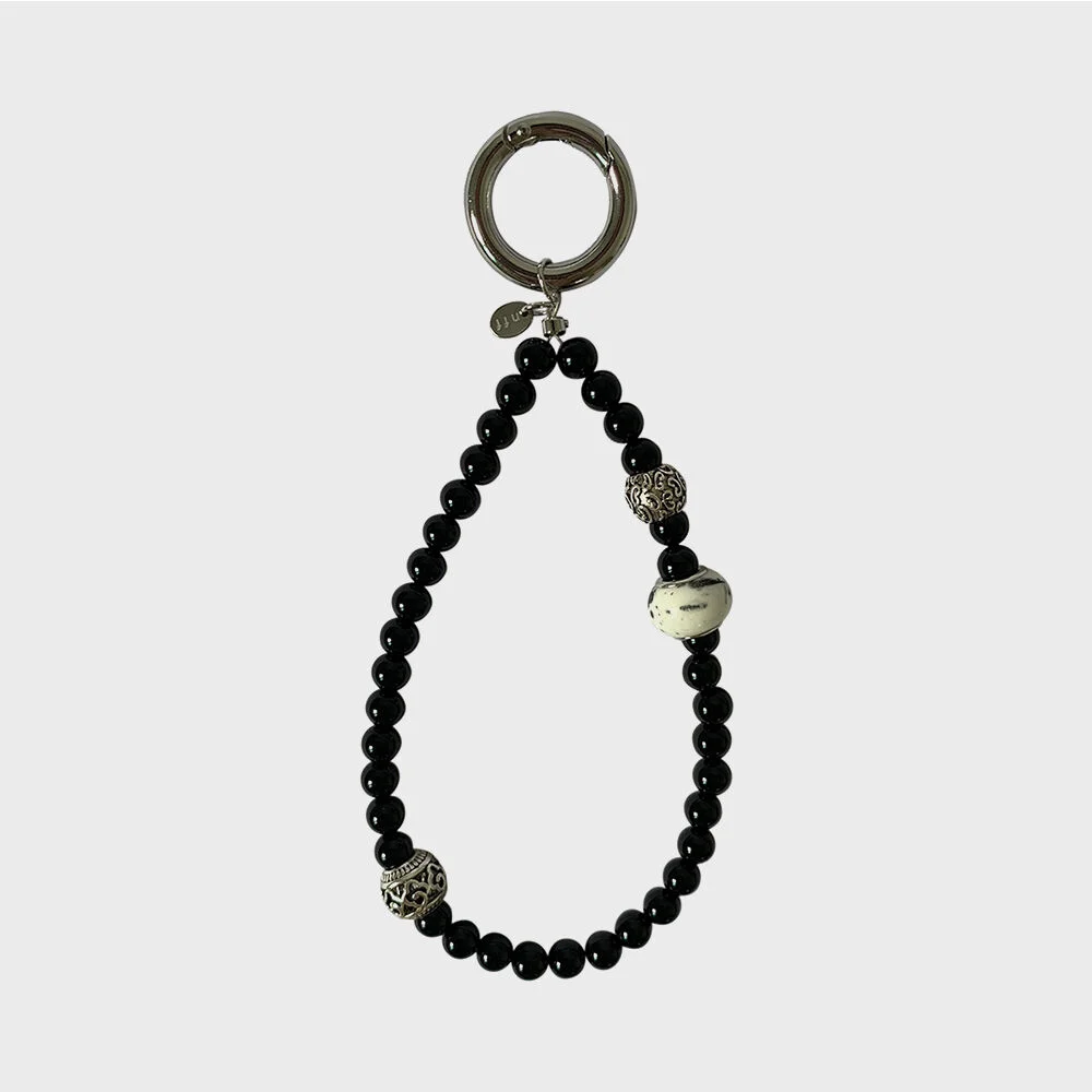 gemstone key ring&phone strap_white